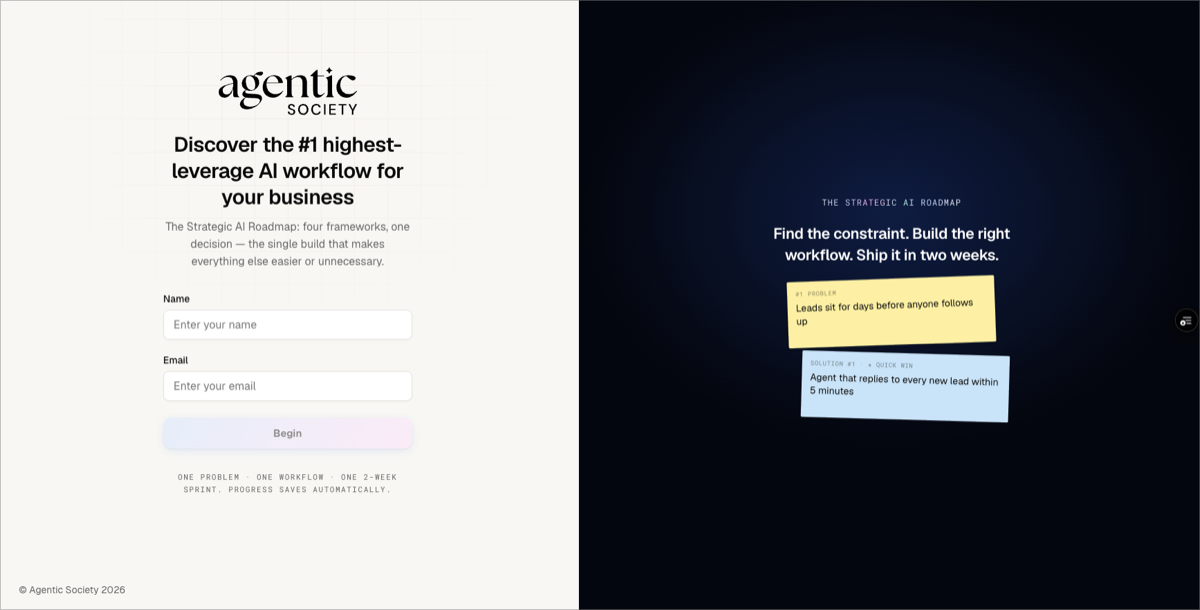 The Strategic AI Roadmap tool — discover the #1 highest-leverage AI workflow for your business